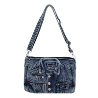 Sac à bandoulière en jean style chemise créatif 2026 pour femme, sac à main croisé tendance urbaine avec détails rivetés et multiples poches