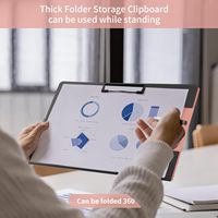 Portapapeles Plegable 360 ° Carpeta con Clip, Portapapeles de Plástico con Clip Doble de Perfil Bajo para Suministros de Oficina y Escolares