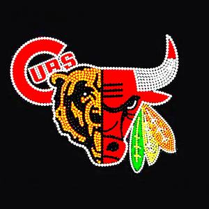 Durable <strong>Chicago</strong> Team Logo Rhinestone Iron on Sticker Cubs Bear <strong>Bulls</strong> Blackhawks Heat Transfer for Apparel Accessories - Product Image 6