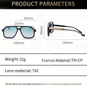 Gafas de Sol de Piloto Extra Grandes Retro TR90 2026 con Logotipo Personalizado, Protección UV400, Montura Grande, Doble Puente, Polarizadas para Hombre y Mujer - Product Image 6