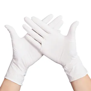 Guantes de nitrilo sintético desechables, blancos, para el hogar y el trabajo, mezcla de vinilo