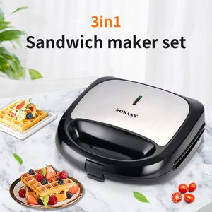 SK902 Máquina <span class=keywords><strong>para</strong></span> Hacer Sándwiches 3 en 1 <span class=keywords><strong>para</strong></span> Uso Doméstico, Plancha <span class=keywords><strong>para</strong></span> Waffles y Donuts, Máquina Eléctrica <span class=keywords><strong>para</strong></span> Hornear Desayunos - Product Image 2