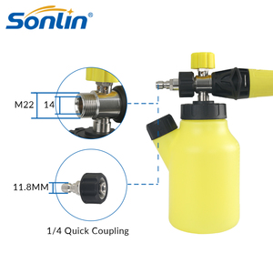 Bình tạo bọt tuyết áp suất cao màu vàng, đầu nối nhanh 1/4 inch, vòi phun điều chỉnh, bình chứa bọt kèm cốc đo - Product Image 5