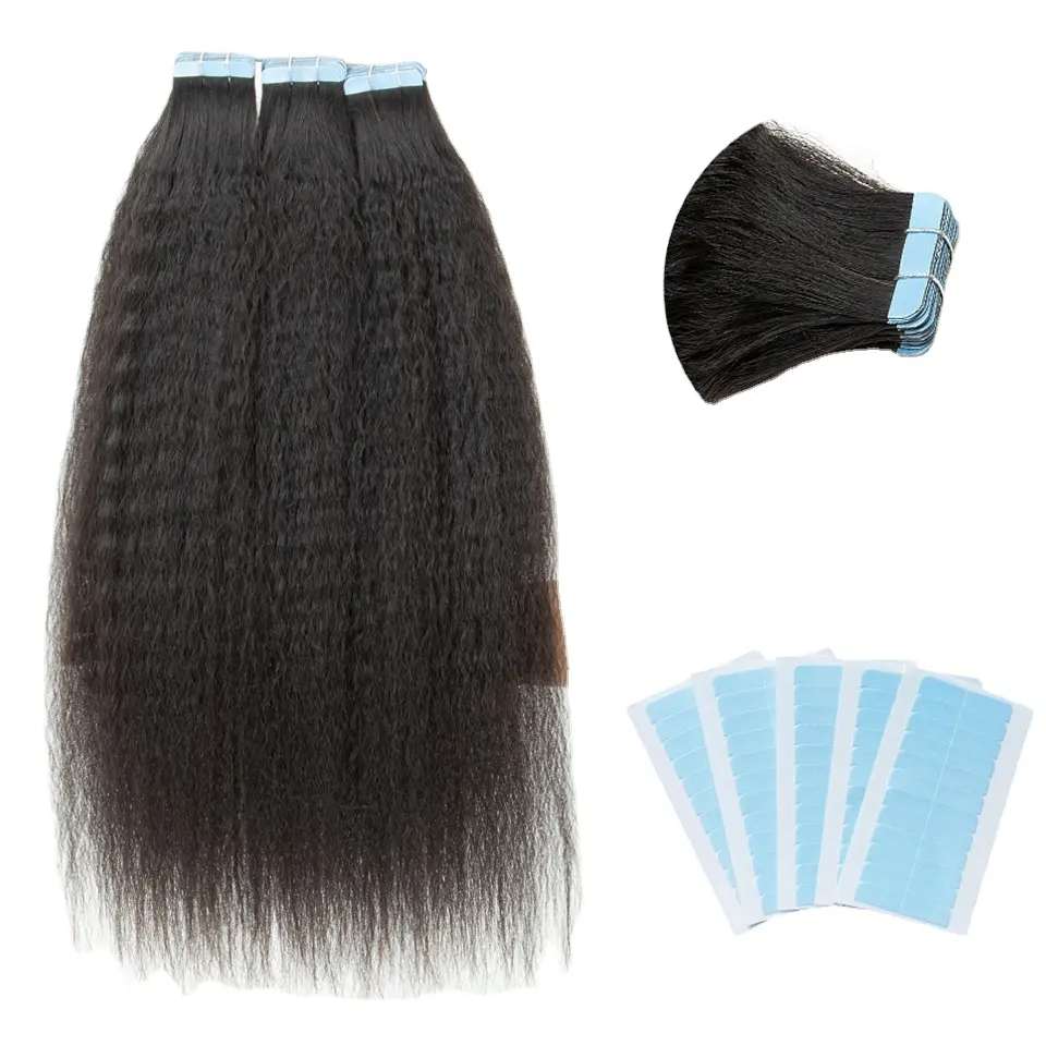 Virgin human hair vendor wave curly straight tape ins hair extension wholesale adhesive tape hair extension