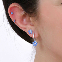 Five Leaf Flower Charm Anhänger Pave CZ Hoop 925 Sterling Silber Damen schmuck Vergoldete Ohrringe
