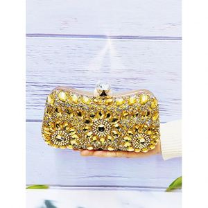 Kalp Şeklinde El Çantası Rhinestone Akşam Çantaları Bayanlar İçin Altın Kristal El Çantası - Product Image 1