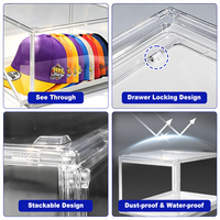 DAYOOH Présentoir à Chapeaux Empilable Multi-usage, Boîte de Rangement Magnétique Transparente pour Casquettes de Baseball avec Plateau Coulissant