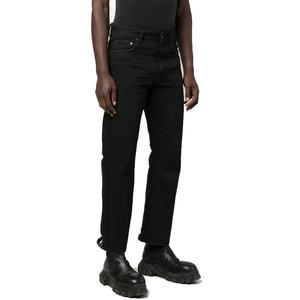 Wholesale Custom Private Label Ripped <b>Mens</b> <b>Jeans</b> <b>Slim</b> Fit Straight Leg Raw Edges Distressed <b>Black</b> <b>Jeans</b> - Product Image 4