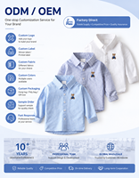 Chemise Classique Garçon 2026 à Manches Longues 100% Coton Broderie Ours Boutonnée Style Preppy Scolaire Formel Décontracté Haut Enfant 3 Couleurs