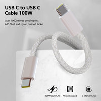 Câble USB C vers USB C 100W 5A PD à charge rapide, tressé en nylon, cordon de données Type C pour MacBook Pro Samsung Xiaomi Huawei