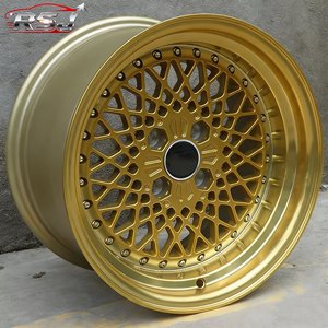 Jantes en alliage RSJ pour BMW 15 pouces 4x100/114.3 73.1 Or Noir Concaves Profondes à Rivets - Product Image 1