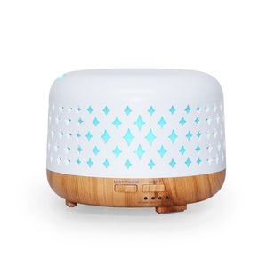 Humidificador de aire ultrasónico, difusor de luces LED de grano de madera para el hogar, difusor eléctrico de aceites esenciales - Product Image 1