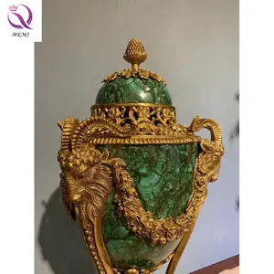 Middle Eastern Emerald Decorative Ginger Jar Brass And Ceramic Trophy Antique Vase Art Crafts For Indoor Home Decoration