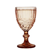Gobelets Verres à Vin Gravés Couleur Diamant Rose Style Américain Moulés à la Machine Vintage 330 ml pour Mariage et Fêtes