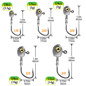 Nouveaux hameçons de pêche à tête plombée <span class=keywords><strong>3</strong></span>.5g 5g 7g 10g 14g avec yeux 3D pour truite, poisson-chat, brochet, rivière, eau douce et eau salée - Product Image 4