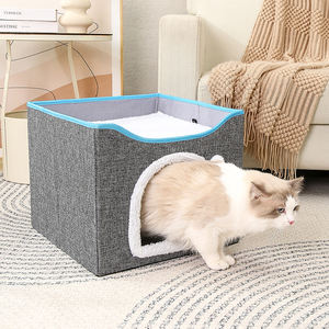 Cama Cueva Plegable Multifuncional para Gatos Chengjun de 41*41*35CM, Tela de Lino Moderna y Ecológica, Extraíble, Lavable y Antiarañazos - Product Image 6