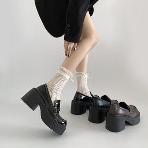 Zapatos de Cuero con Suela Gruesa Retro para Mujer, Estilo Británico, Tacón Ancho, Casuales para Exteriores, Novedad 2026 - Product Image 2