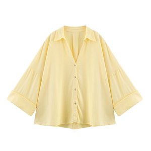 Nueva Camisa de Manga Ancha a Rayas con Cuello, Estilo Europeo y Americano, Moderna, Casual y Versátil para Mujer - Product Image 3