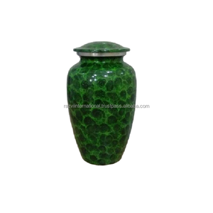 Adhesivo verde de estilo europeo de alta calidad, contenedor conmemorativo impreso, urna de latón de Metal, cremación para adultos, olla de aluminio única - Product Image 5