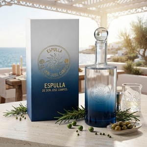 Botella de vidrio supertransparente cilíndrica de cuello largo de 750 ml personalizada con tapón, vacía, para licores, whisky, vodka, brandy, ginebra, venta al por mayor de fábrica - Product Image 1