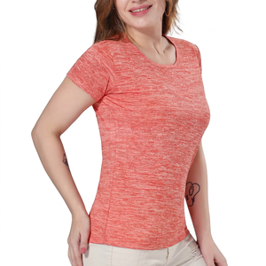 T-shirt basique pour femme en coton, col rond, manches courtes, coupe ajustée, respirant, doux, confortable, couleur unie - Product Image 1