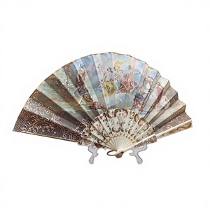 Éventail décoratif en bois naturel, fait main, peint, style moderne, portable, accessoire de refroidissement non électrique, cadeau de mariage Khadim - Product Image 1