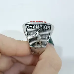 BASEBALL CHAMPION <b>RING</b> Heart <b>Crystal</b> & Rhinestone Traditional Rose Gold Plated Alloy Unisex - Product Image 3
