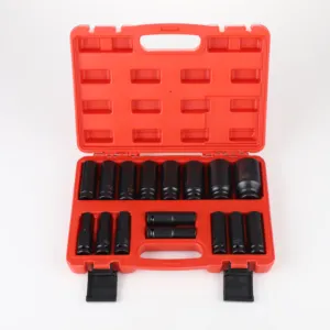 Профессиональные шестигранные ударные гаечные ключи, 16 шт., 8-32 мм, 1/2 дюйма, черная отделка, сверхпрочный набор головок для ремонта автомобиля