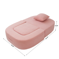 Sofá Individual de Esponja Comprimida ATUNUS, Sofá Cama sin Estructura para Sala de Estar, Dormitorio, Muebles para el Hogar, Sofá Perezoso Ovalado Rosa