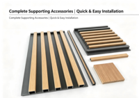 Panel de Pared Ranurado WPC con Aspecto de Madera de 168x23 mm, Panel de PVC Encastrable, Impermeable y Resistente al Fuego para Decoración Interior de Sala de Estar y Dormitorio