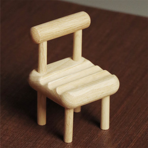 Oak Natural Wood Phone Stand Mini Chair Desk Portable Holder For Mobile Phone - Product Image 1