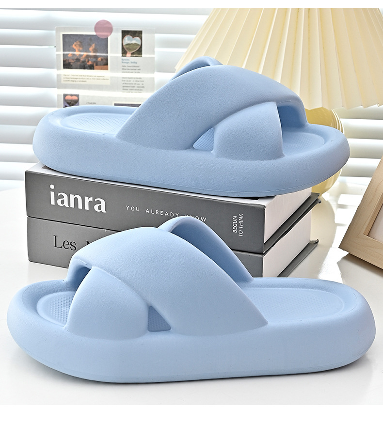2023 Thick Bottoming Cross Strap EVA Candy Color Sandals Fashion Beach Slippers Womens Lady Slipper