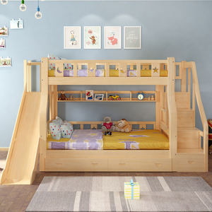 <span class=keywords><strong>Lit</strong></span> superposé double moderne en bois de pin massif pour enfants et adultes Combinaison garçon <span class=keywords><strong>Lit</strong></span> haut <span class=keywords><strong>bas</strong></span> multifonctionnel Design simple - Product Image 3