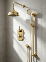 Système de douche à effet pluie Weihao en laiton brossé doré non revêtu, kit de douche mural encastré, ensemble de douche thermostatique pour salle de bain