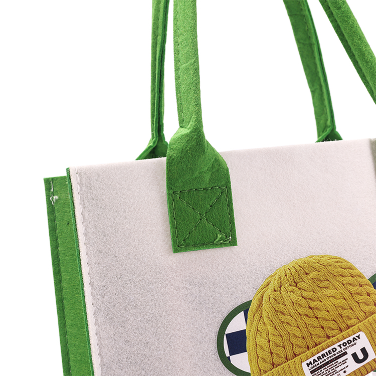 Factory Hot Selling Large Capacity Cartoon Reusable Shopping Felt Tote Bag with Custom Printed