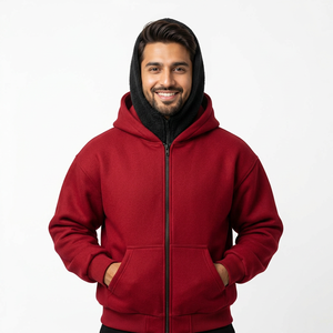 Sweat à capuche double Ninja avec logo personnalisé pour hommes, veste polaire avec masque complet et fermeture éclair, sweat à capuche brodé à impression 3D - Product Image 1