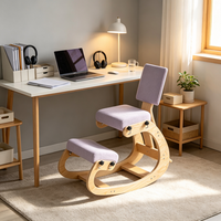Chaise ergonomique à bascule et à genouillères, structure en contreplaqué avec coussins réglables, siège de bureau et d'étude correcteur de posture pour la maison/le bureau