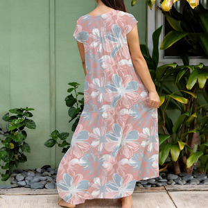 Robe longue ample à volants superposés et col en V profond, design d'usine, 100 % rayonne de haute qualité, style bohème - Product Image 3