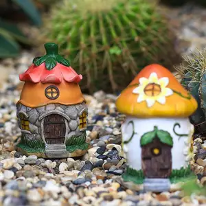 Benutzer definierte Gärten Mini Fairy House Harz Dekoration Outdoor Miniatur Pilz Feen häuser Dekoratives Zubehör