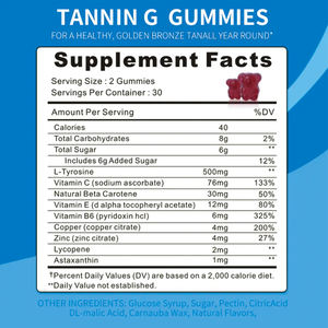 Superfood Private Label Tanning Gummies Bèta-Caroteen, Lycopeen En Astaxanthine Zonvrije Bruiningsgummies Met Vitamine C En E - Product Image 2