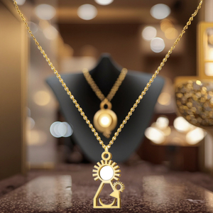 Collier pendentif fin en acier inoxydable couleur or, Vierge du Pin, chaîne à maillons religieuse, élégant et luxueux - Product Image 6