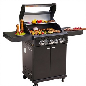 Barbecue a Gas <span class=keywords><strong>Americano</strong></span> da Esterno - 3 Bruciatori in Acciaio, Design Senza Fumo, Antiruggine, Accensione Elettronica per Ville Grandi - Product Image 3