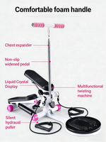 Appareil de fitness à domicile CE/FCC, stepper aérobique avec poignée et compteur, mini stepper silencieux pour couple, pour la perte de poids et l'amincissement des jambes