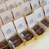 Boîte carrée de style coréen pour les gâteaux cuits au four, madeleines, financiers - Emballage en papier kraft écologique jaune chaud
