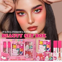 Kotak Hadiah Perlengkapan Rias Wajah Kosmetik Grosir 5pcs Set Rias Wajah Tahan Lama Tahan Air dengan Lipgloss Eyeshadow untuk Wanita