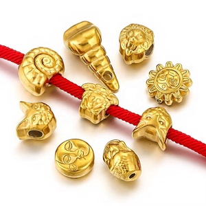 Cuentas Grandes con Diseño de Sol y Luna |   Dijes espaciadores de acero inoxidable chapados en oro PVD de 18K para la fabricación de pulseras y collares DIY - Product Image 2
