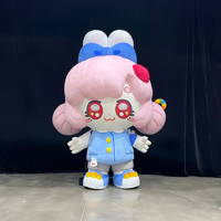 Costume gonflable amusant de garçon dessin animé en peluche, en imperméable bleu, pour défilé, mascotte personnalisée, costume gonflable de garçon