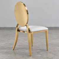 Chaise de banquet ronde en acier inoxydable doré avec dossier solide et assise en PU pour mariage, vente en gros