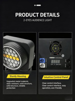 Projecteur LED matriciel rétro 120W blanc chaud avec contrôle DMX512 et activation sonore IP33 pour DJ, stroboscope et wash