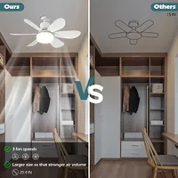 Ventilateur de plafond LED universel portable pour chambre à coucher avec télécommande, tête de lampe rotative E27, silencieux, vente en gros